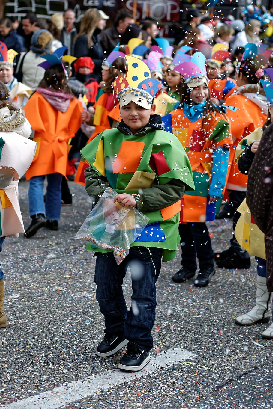 carnaval, niños, celebracion, carretera, yverdon, vaud, suiza, personas, alegria, festival