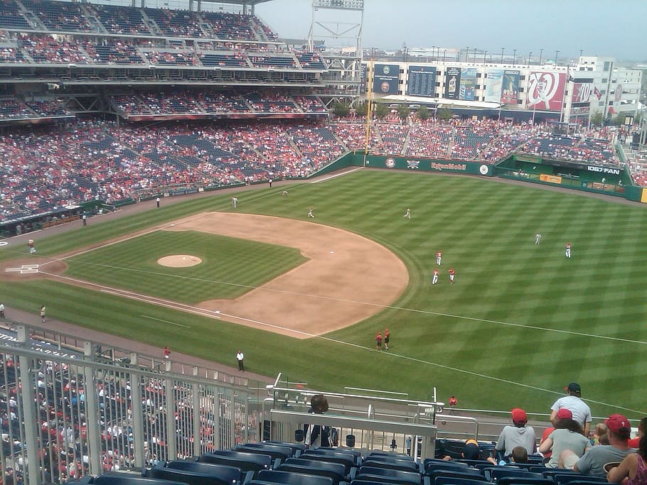 Baseball, Field, Crowd, Game, Stadium, baseball, field, sports, usa, america, baseball match