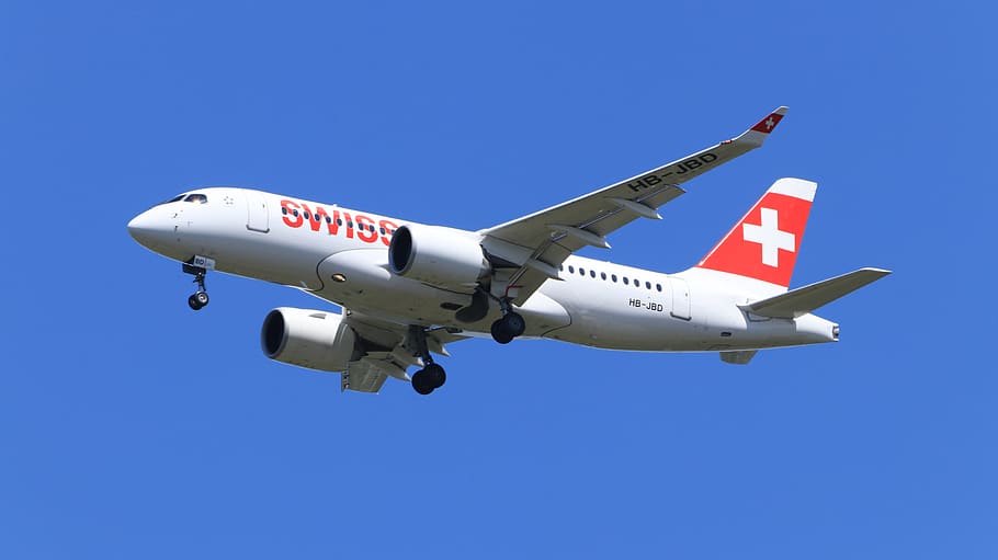 swiss air, landing, aircraft, arrival, sky, chassis, aviation, flyer, machine, air vehicle