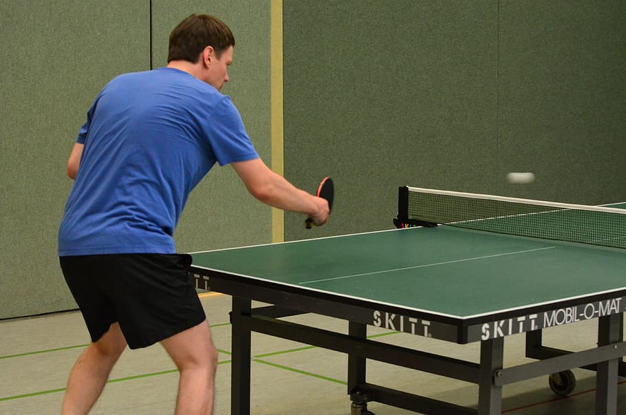 man, playing, table tennis, ping-pong, sport, ping-pong table, play, leisure activity, competition, men