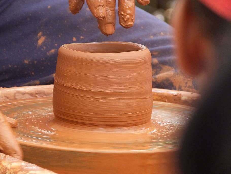 pottery, artisan, terracotta, art, hands, art and craft, craft, clay, motion, one person