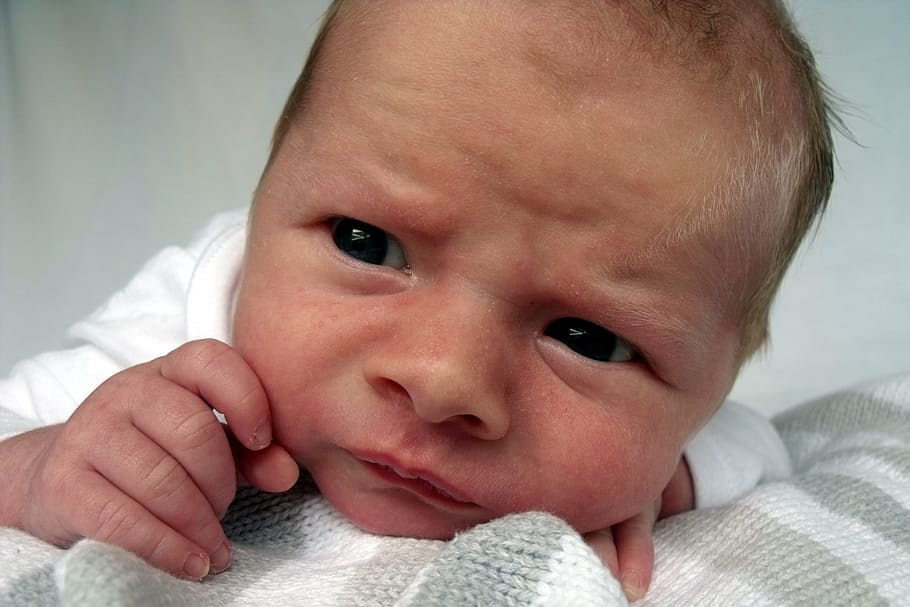 baby portrait, newborn, sceptical, human, expression, baby, face, infant, kid, caucasian