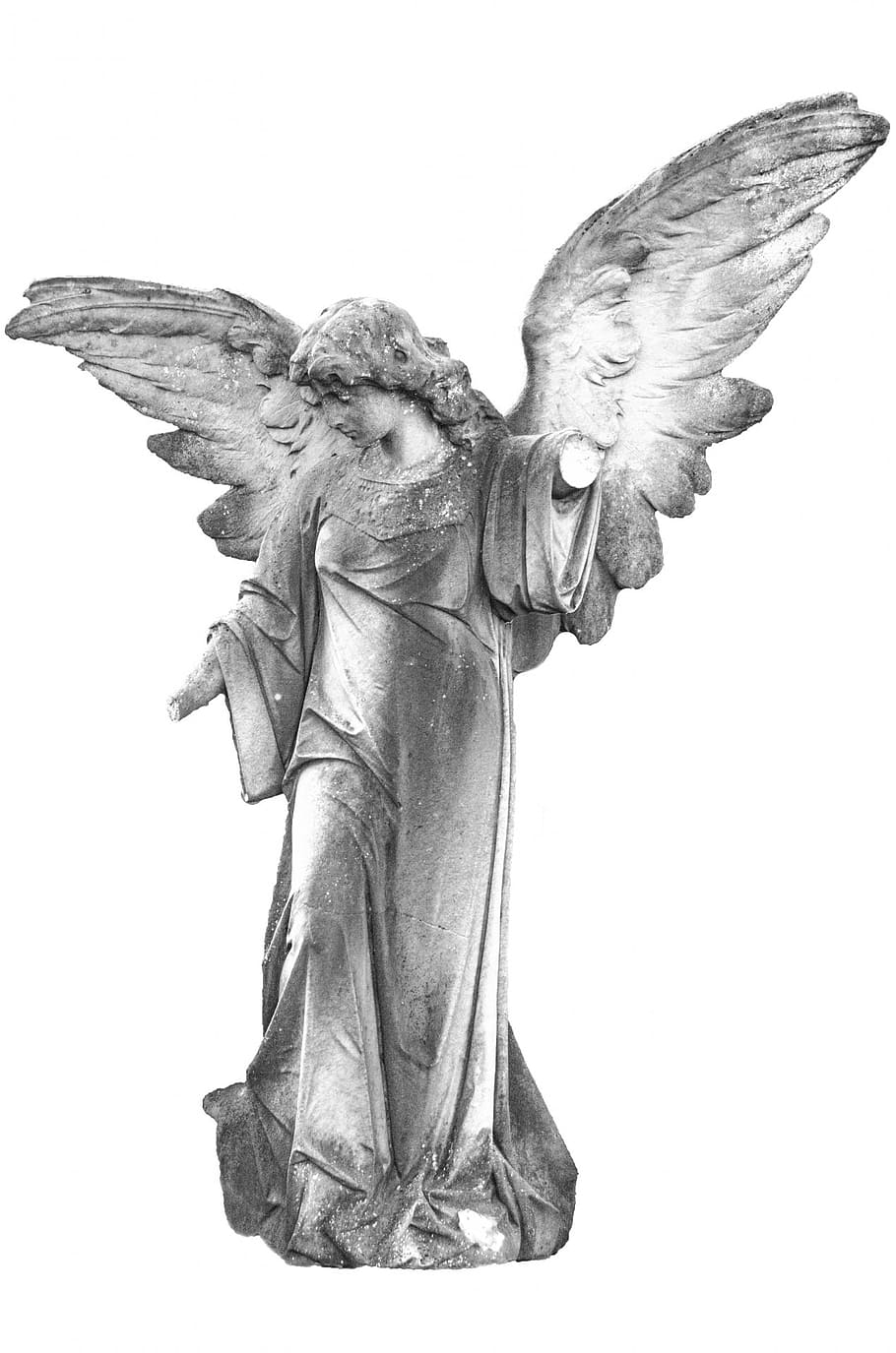 foto, estatua del ángel, ángel, angelical, fondo, blanco, cristiano, santo, aislado, piedra