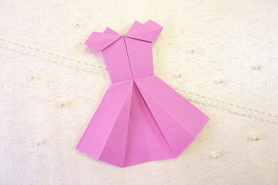 dress, origami, pink, pink color, paper, creativity, art and craft, still life, close-up, craft