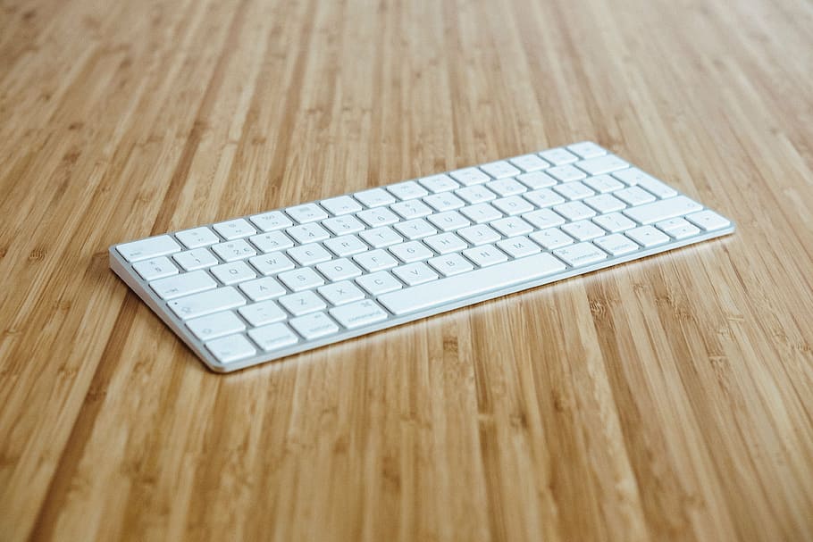 Apple magic keyboard, teclado, negocios, oficina, trabajo, escritorio, madera, mesa, computadora Teclado, computadora