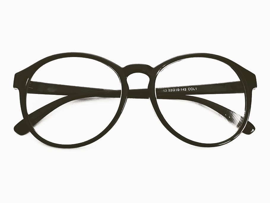 eyeglass, black, frame, white, background, glasses, glasses glass, round glasses, b w, black and white