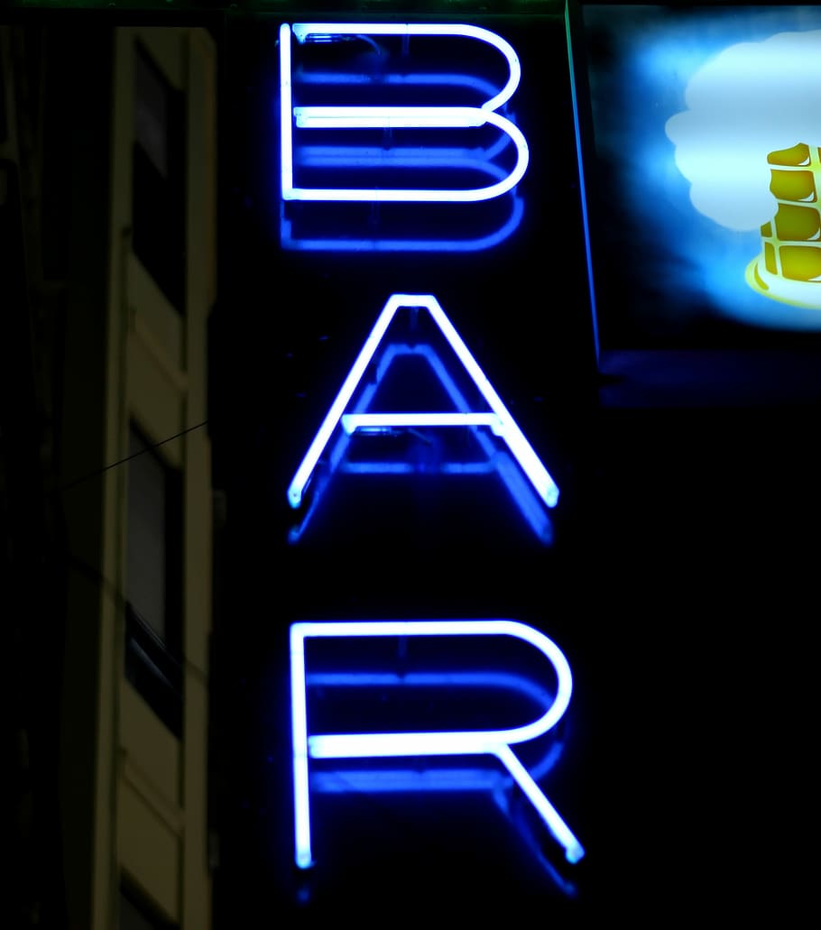 Álcool, Bar, Cerveja, Preto, Azul, brilhante, negócios, cidade, clube, discoteca