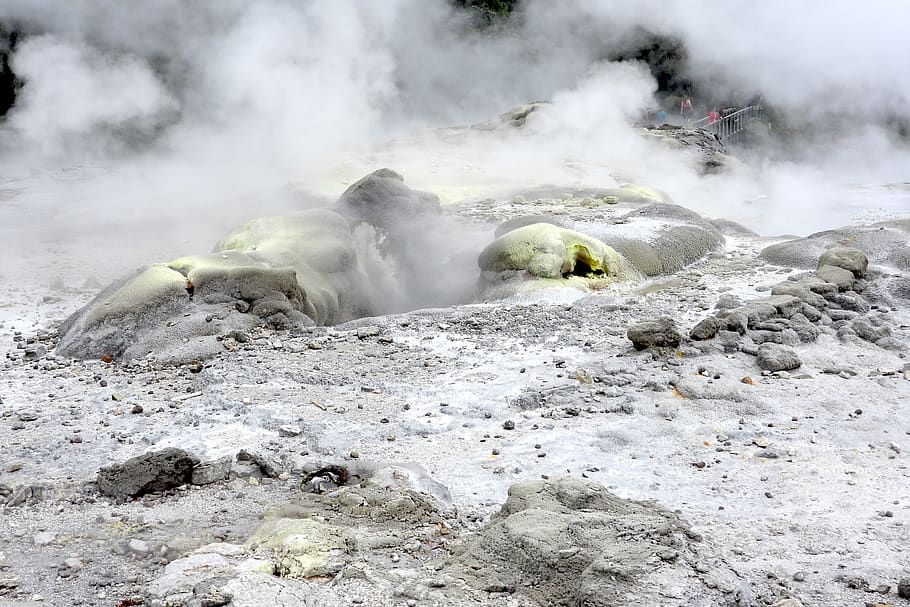 volcanic, steam, sulfur, smoke - physical structure, beauty in nature, hot spring, day, geology, nature, physical geography