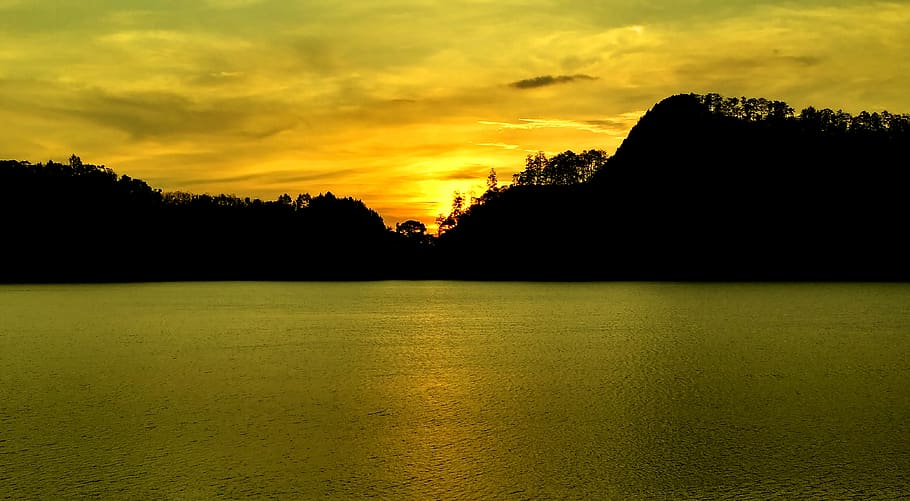 hora dorada, parpadeo, paisaje, nube dorada, lago, puesta de sol, agua, cielo, pintorescos - naturaleza, tranquilidad