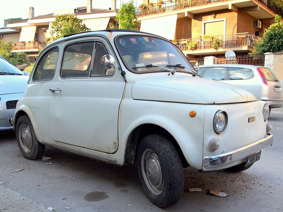 fiat 500, fiat, old car, rome, car, land Vehicle, old, old-fashioned, transportation, obsolete