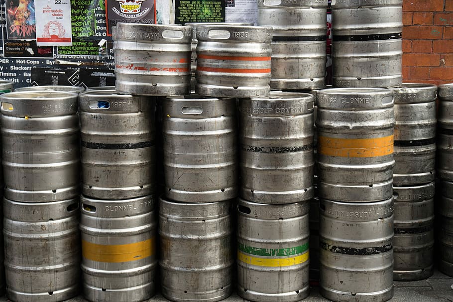 stainless, steel bucket lot, Beer Keg, Metal, Drink, Barrel, beer, brewery, festival, celebrate