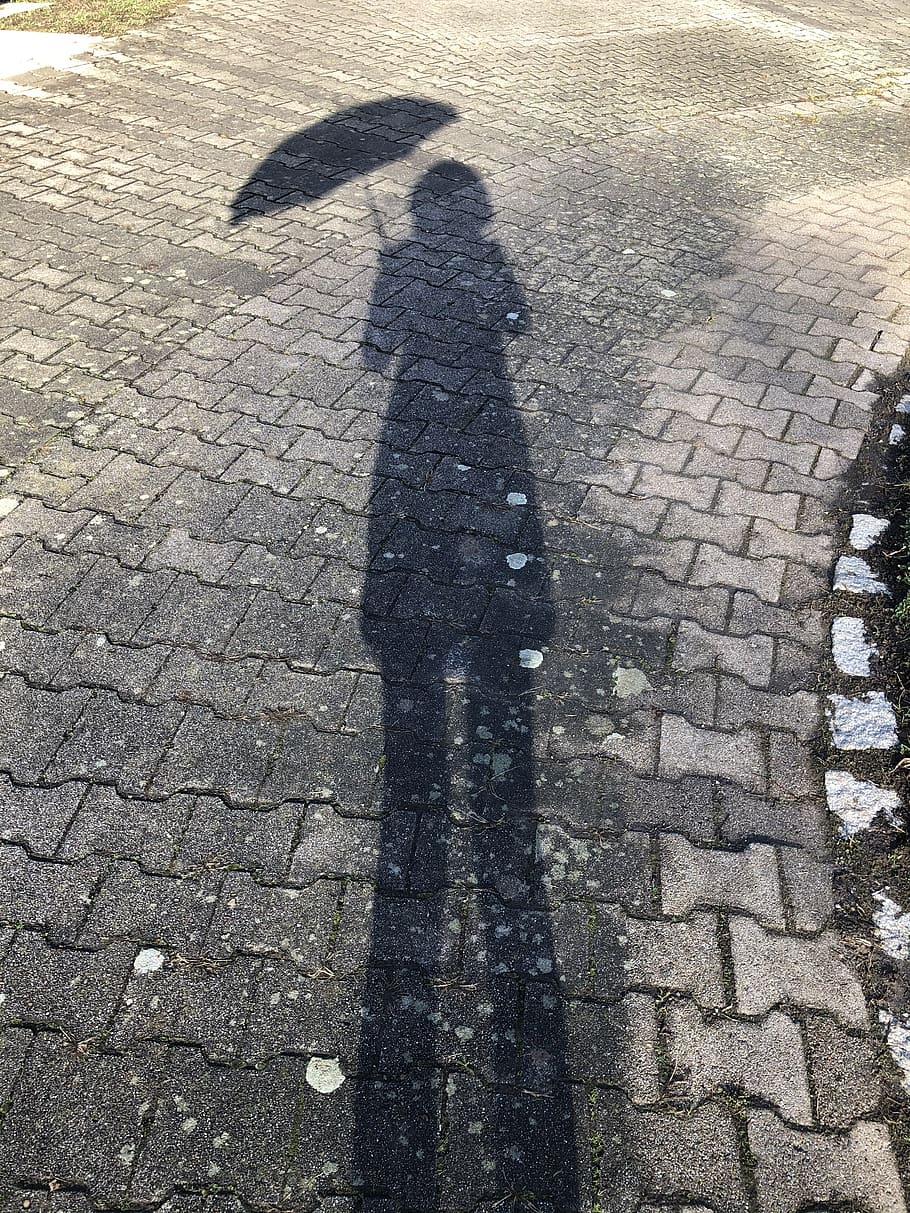 shadow, umbrella, bones, stones, grey, rain, sun, parasol, protection, human