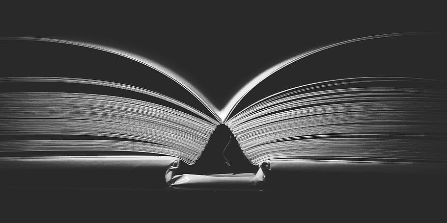 grayscale photography, book, dark, room, binding, black and white, literature, education, reading, learning