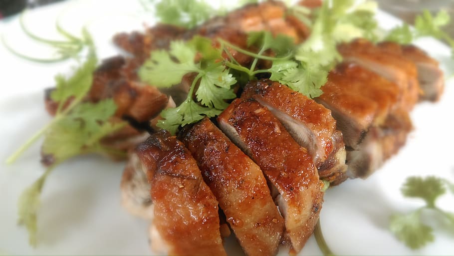 grilled, pork, greens, duck, roasted, chopped, vietnamese, dinner, gourmet, food
