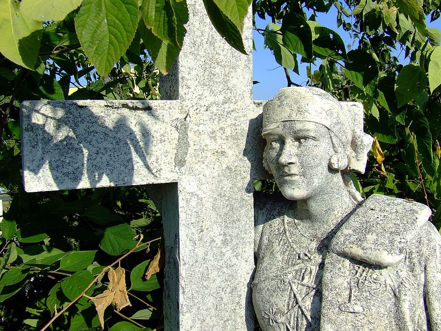 cementerio del calvario, baja, escultura, estatua, cruz, persona, figura, cementerio, representación humana, representación