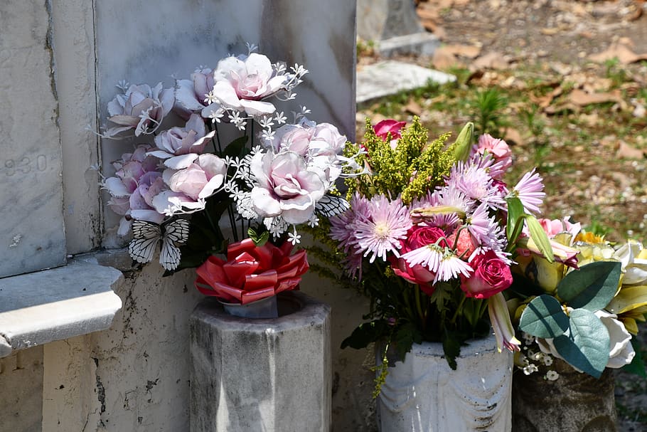 flowers, cemetery, grave, burial, death, memorial, funeral, tomb, religion, dead
