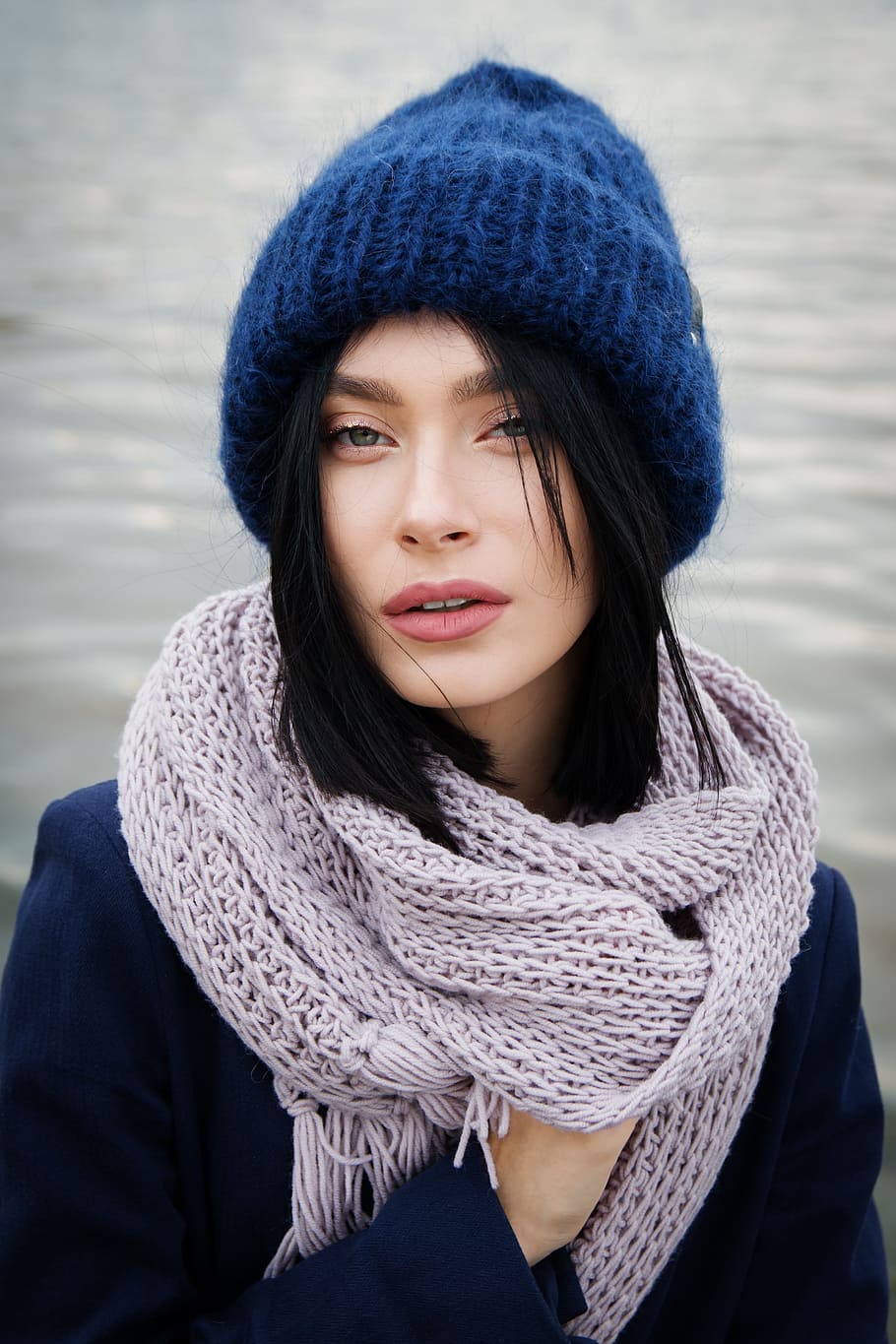 Woman Wearing Blue Knit Hat Girl Brunette Sea Beach Coast Pxfuel 