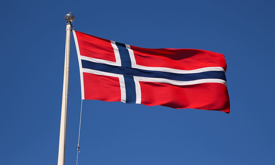 flag, blue, red, cross, banner, norwegian flag, emblem, norwegian, symbol, national