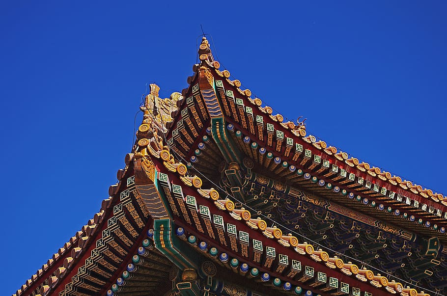 pagoda, blue, sky, roof, daytime, architecture, china, building, arch, building exterior