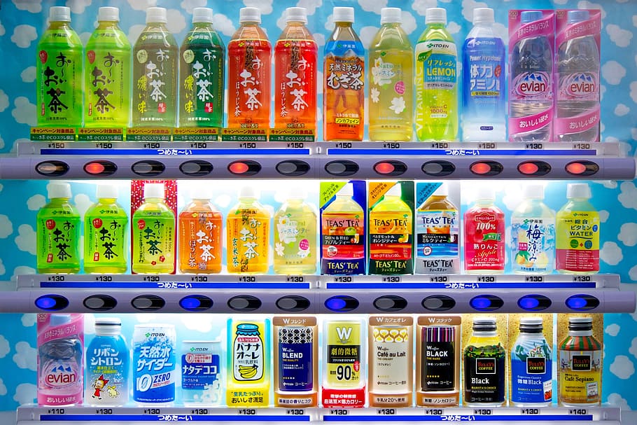 soda, vending machine, japan, vending, drink, bottle, beverage, machine, choice, multi colored