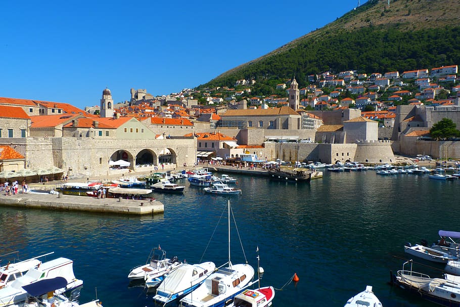 dubrovnik, croatia, harbour, tourism, dalmatia, summer, adriatic, port, architecture, nautical vessel