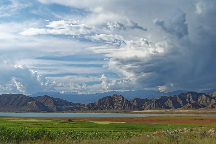 kyrgyzstan, toktogul dam, dam, naryn, river, water, mountains, valley, landscape, nature