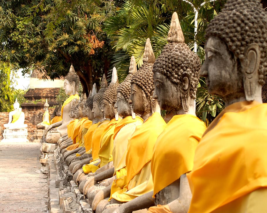 ayutthaya, thailand, ethnicity, sculpture, oriental, travel, statue, wat, landmark, culture