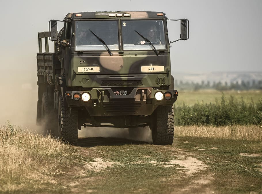 us army, united states army, truck, armored, movement, training, land, field, grass, mode of transportation