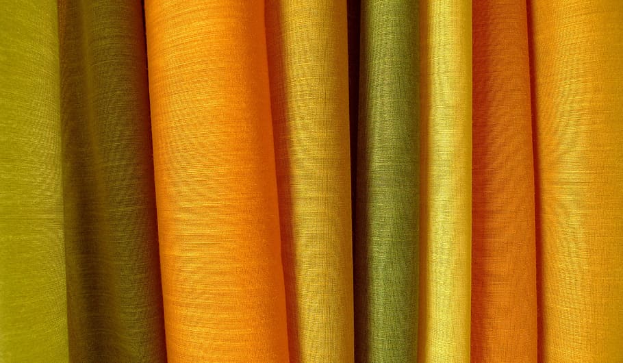 fabric, curtain, drapes, cloth, pattern, textile, material, orange, woven, weave