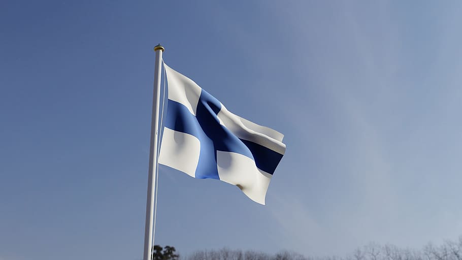 flag, flies, flagpole, tickets, blue cross flag, finnish, flag lever, flag of finland, blue, wind