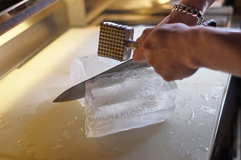 ice, chopper, hammer, hands, technology, crushed ice, cut the ice, knock, care, human hand