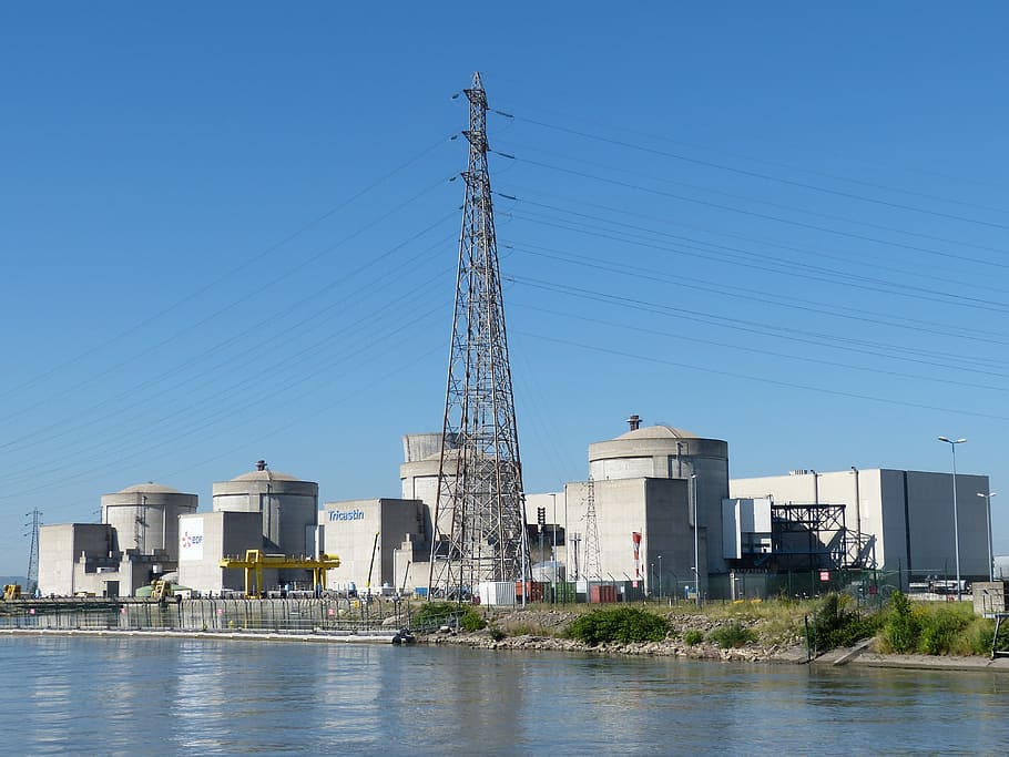 France, Rhône, River, rhône, river, nuclear power plant, power plant, atomic energy, reactor, mast, energy