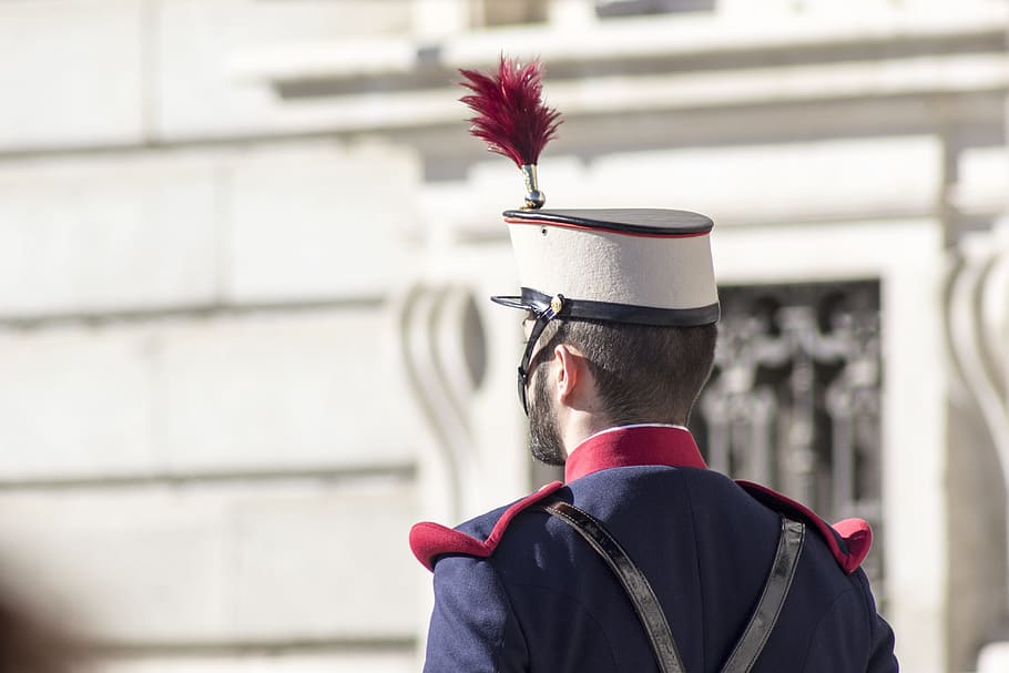 Royal Guard, Music Band, Madrid, Spain, madrid, spain, royal palace, army, caps, parade, military service