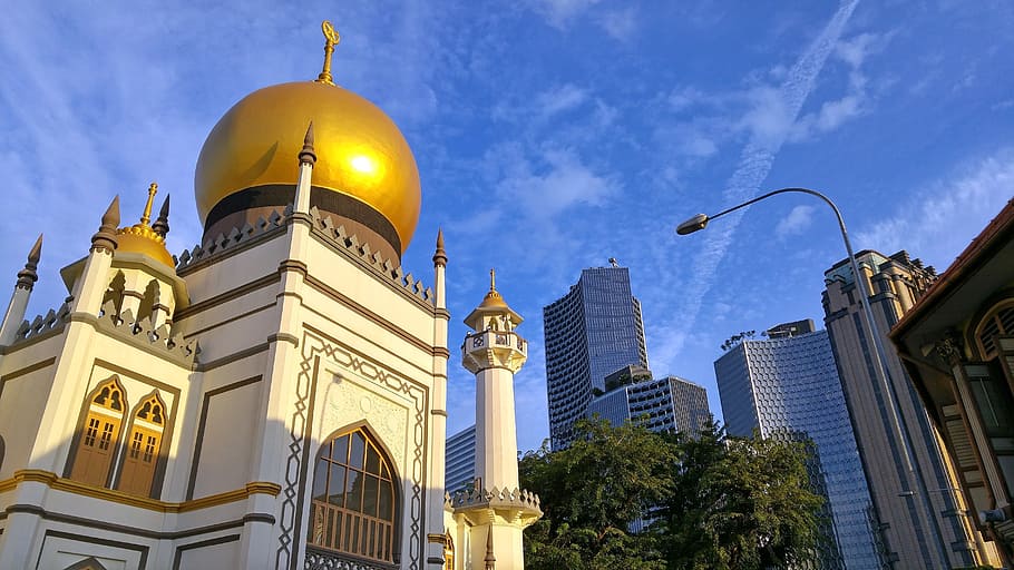 low, angle photography, mosque, Singapore, Sultan, Mosque, Architecture, sultan, muslim, asia, islam