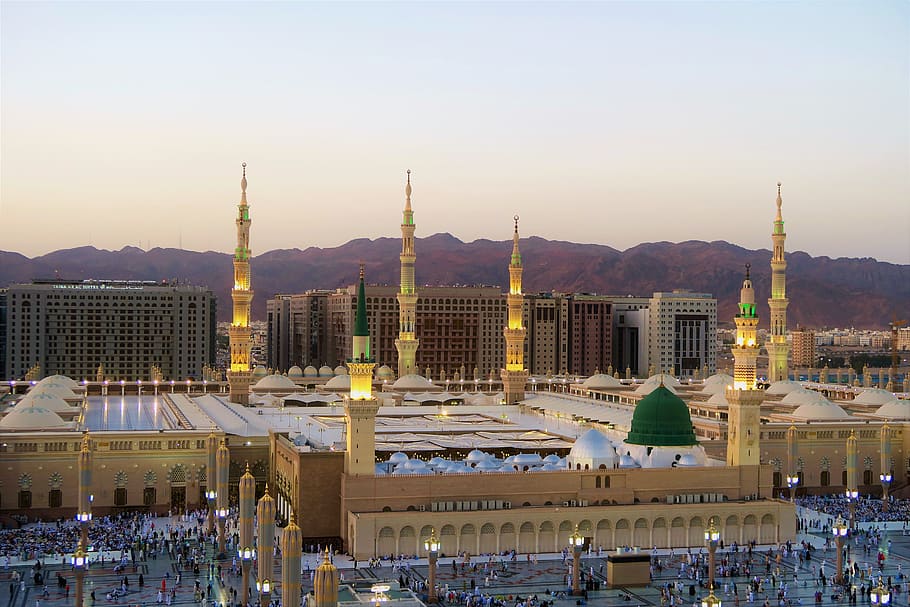 masjid nabi, cami, the minarets, dome, minaret, travel, ravza, islam, beautiful, landscape