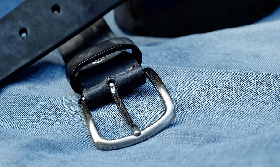 black, leather belt, gray, denim textile, belts, belt buckle, leather, metal, buckle, close-up