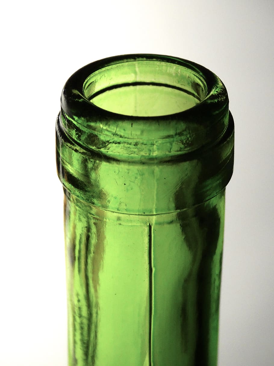 Bottleneck, Bottle, Opening, Glass, bottle opening, transparent, glass green, green color, drink, food and drink