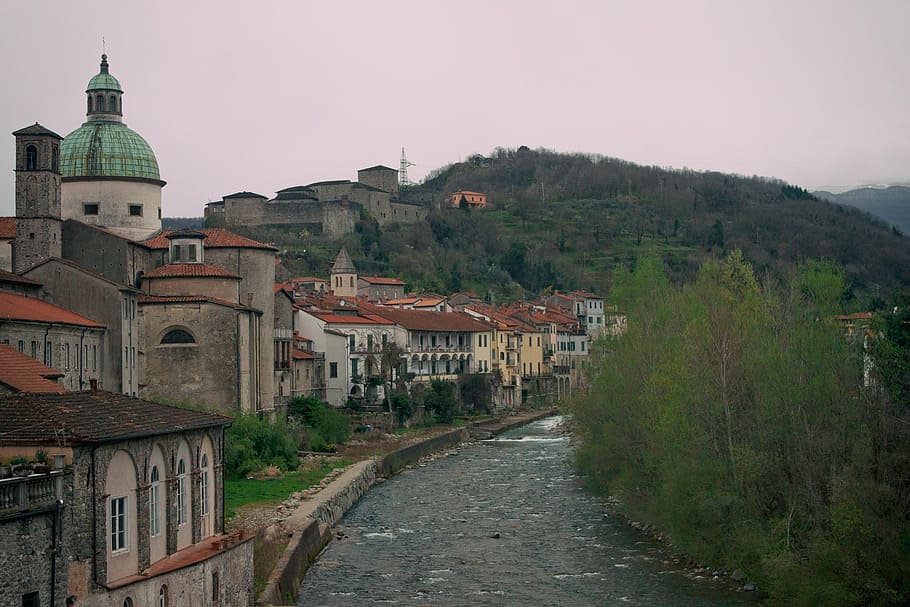 vila, itália, cidade velha, rio, vila medieval, desfiladeiro de casas, bergdorf, puglia, toscana, montanhas