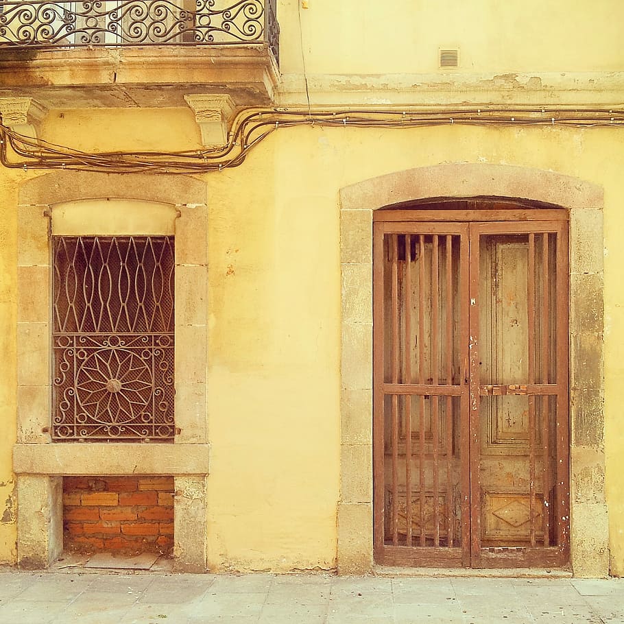 Door, Window, Facade, Peaceful, Stone, old house, old, urbex, mansion, old door