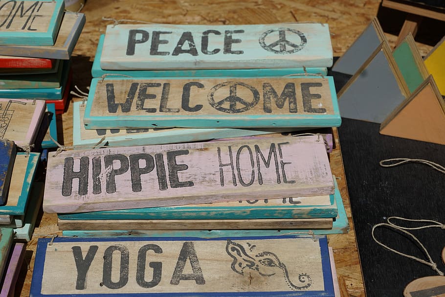marrón, madera, lote de señalización, Letras, Word, Escudo, Fuente, mercado hippy, amor, bienvenido