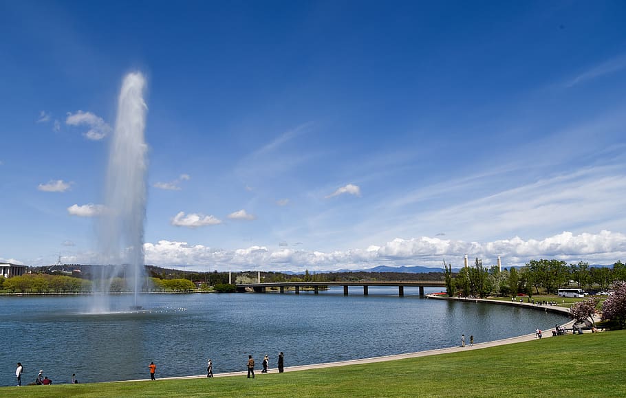 australia canberra, lake burley griffin, canberra, park, trees, water, outdoor, sky, nature, landscape