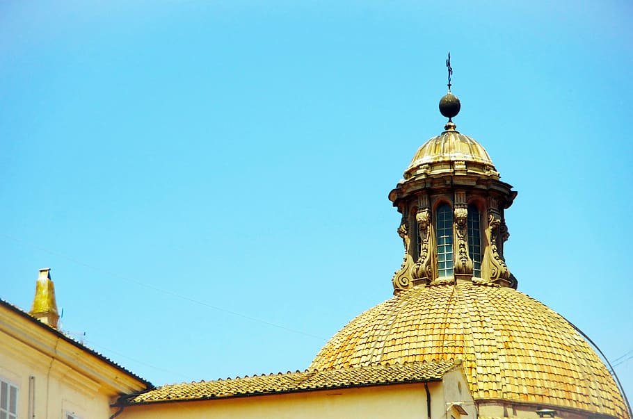 Itália, Roma, Cúpula, Igreja, Lanterna, coberturas, arquitetura, colunas, exterior do edifício, telhado