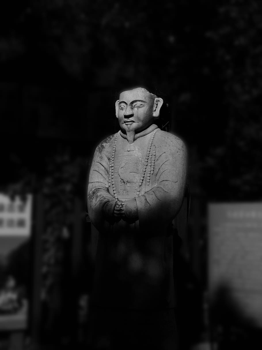 confucius, propriety, china, beijing, imperial, plaque, black and white, stone carving, statue, education