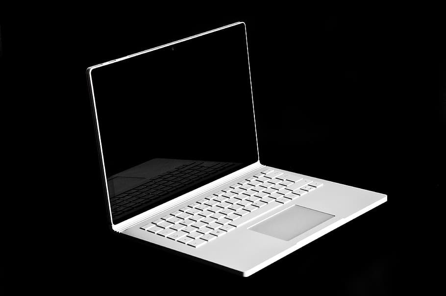 livro de superfície, microsoft, aberto, tecnologia, laptop, computador, preto e branco, tablet, caderno, teclado