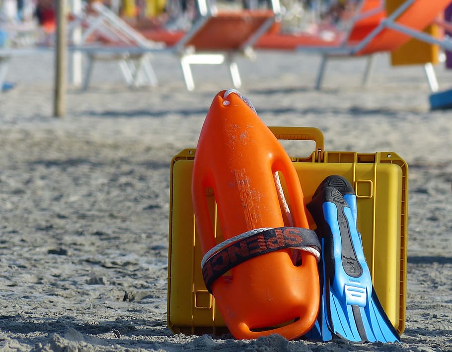 surveillance, bathing, beach, swimming, swim, rescuers, buoy, security, italy, orange color