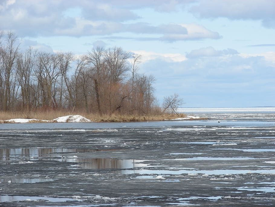 ice, lake, mille, lacs, minnesota, blue, water, landscape, nature, outdoors