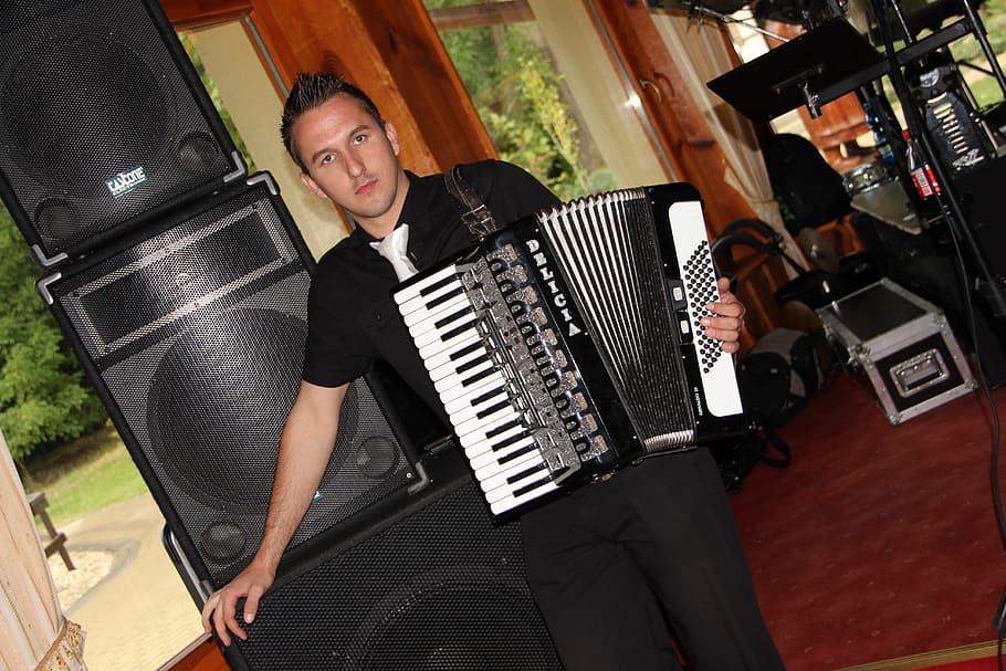 accordion, music, Accordion, Music, musical instrument, only men, musician, looking at camera, arts culture and entertainment, musical equipment, one person
