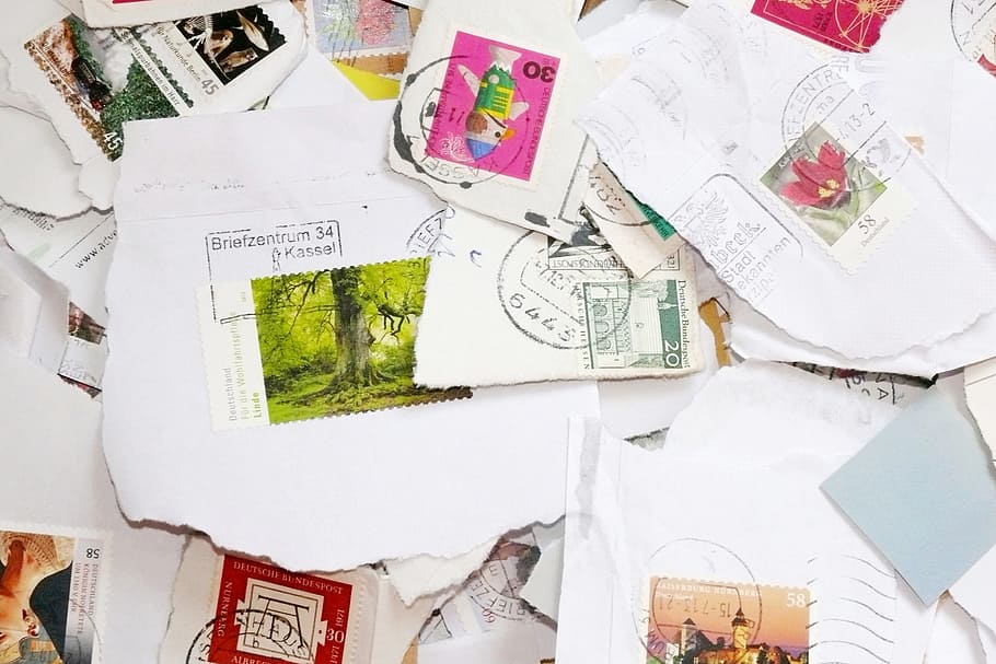 Selos postais, Filatelia, Coletar, postar, afixar, adesivo, motivo, porto, token, carta postal