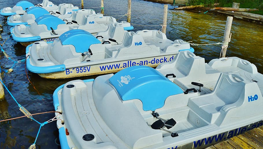 pedal boats, rental, müggelsee, berlin, nautical Vessel, sea, water, harbor, nature, transportation
