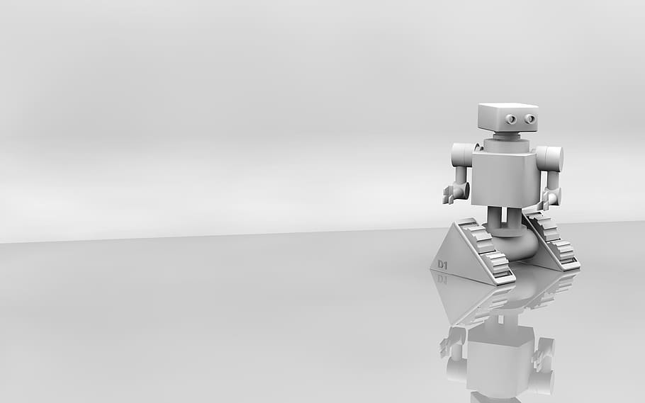 grey metal robot, robot, 3d, print, wallpaper, ai, machine, robotic, futuristic, cyborg